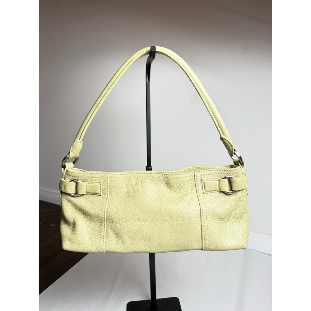 Vintage Y2K Ann Taylor Lime Green Pebbled Leather Shoulder Bag Baguette